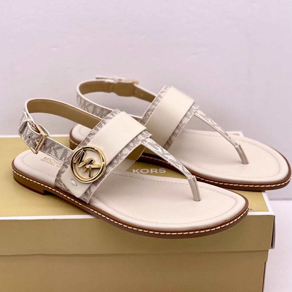Michael Kors Women's White and Gold Sandals